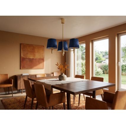 BRILAGI - Stangen-Pendelleuchte MONTE 3xE27/60W/230V blau/gold