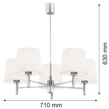 Brilagi - Stangen-Pendelleuchte MONTE 5xE27/15W/230V creme/hochglanzchrom