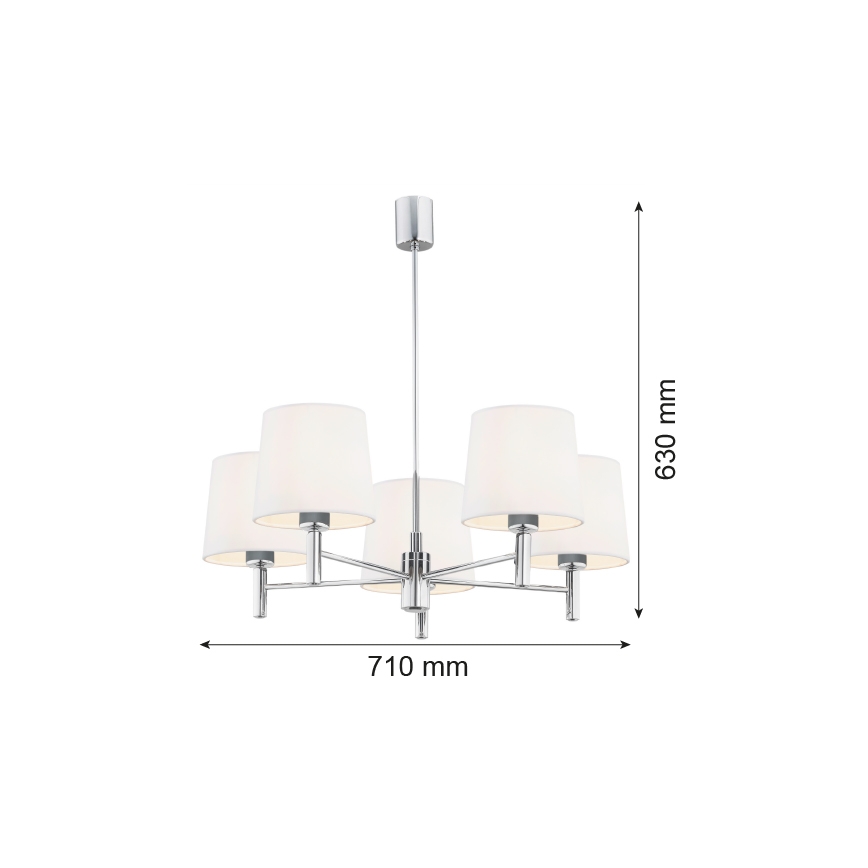 Brilagi - Stangen-Pendelleuchte MONTE 5xE27/15W/230V creme/hochglanzchrom