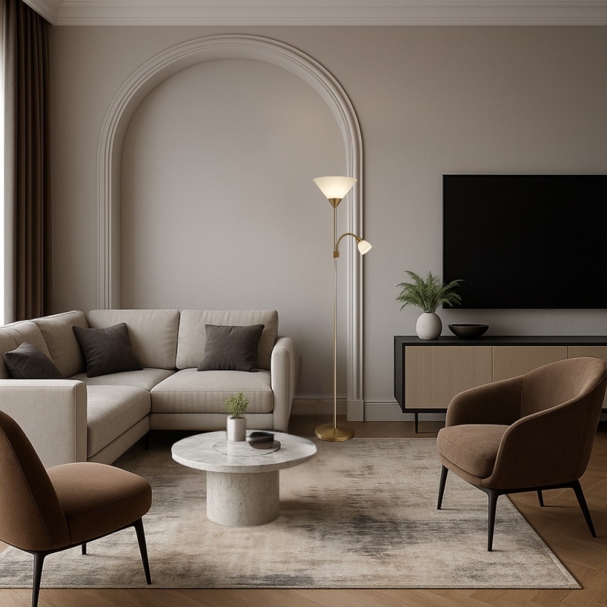 Brilagi - Stehlampe ARIANA 1xE27/100W/230V + 1xE14/25W goldfarben