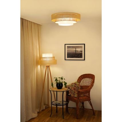 Brilagi - Stehlampe CEDAR LUNETA 1xE27/15W/230V Rattan/Braun/Creme