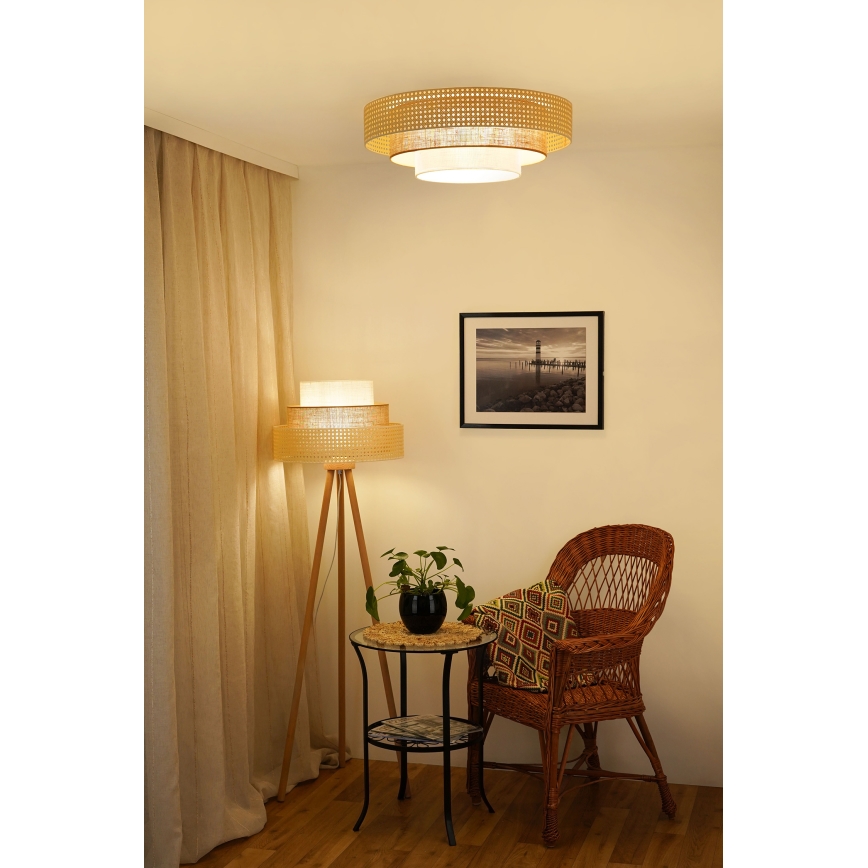 Brilagi - Stehlampe CEDAR LUNETA 1xE27/15W/230V Rattan/Braun/Creme