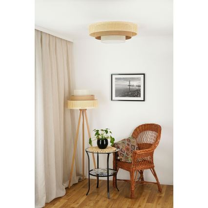 Brilagi - Stehlampe CEDAR LUNETA 1xE27/15W/230V Rattan/Braun/Creme