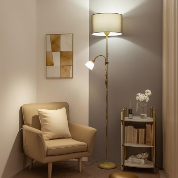 Brilagi - Stehlampe CERIA 2-in-1 1xE27/100W/230V + 1xE14/25W gold/braun