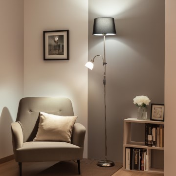 Brilagi - Stehlampe CERIA 2-in-1 1xE27/100W/230V + 1xE14/25W mattchrom/schwarz