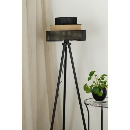 Brilagi - Stehlampe DAKOTA LUNETA 1xE27/15W/230V schwarz/Rattan