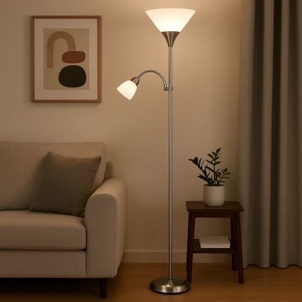 Brilagi - Stehleuchte ARIANA 1xE27/100W/230V + 1xE14/25W mattchrom