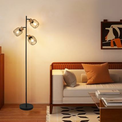 Brilagi - Stehleuchte BASKLITE 3xE27/15W/230V Holz/schwarz