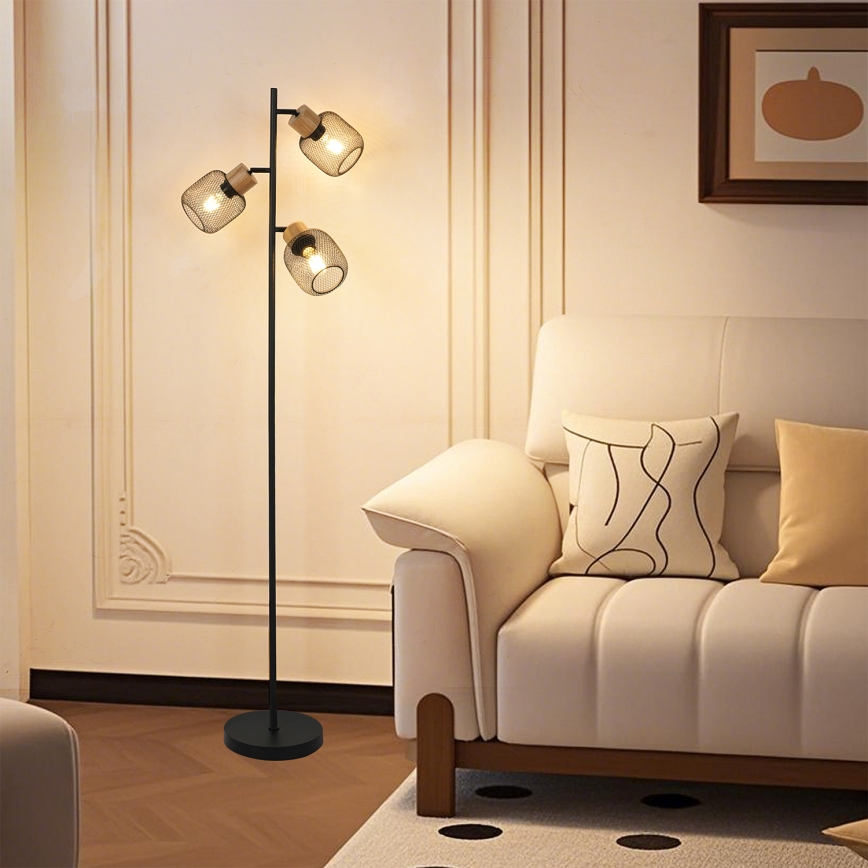 Brilagi - Stehleuchte BASKLITE 3xE27/15W/230V Holz/schwarz