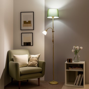 Brilagi - Stehleuchte CERIA 1xE27/100W/230V + 1xE14/25W goldfarben/grün