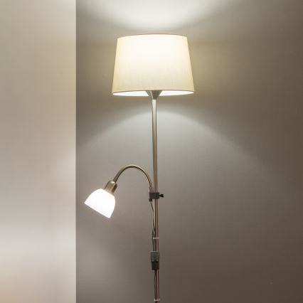 Brilagi - Stehleuchte CERIA 1xE27/100W/230V + 1xE14/25W mattchrom/beige