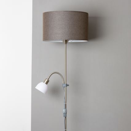 Brilagi - Stehleuchte CERIA 1xE27/100W/230V + 1xE14/25W mattchrom/braun