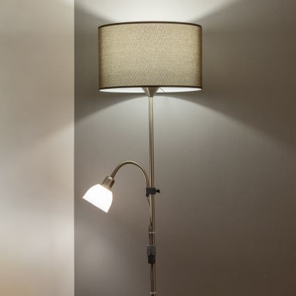 Brilagi - Stehleuchte CERIA 1xE27/100W/230V + 1xE14/25W mattchrom/braun