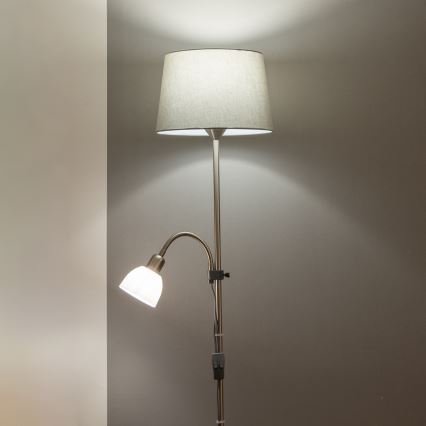 Brilagi - Stehleuchte CERIA 1xE27/100W/230V + 1xE14/25W mattchrom/grau