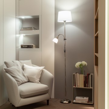 Brilagi - Stehleuchte CERIA 1xE27/100W/230V + 1xE14/25W mattchrom/weiß