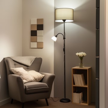 Brilagi - Stehleuchte CERIA 1xE27/100W/230V + 1xE14/25W schwarz/braun