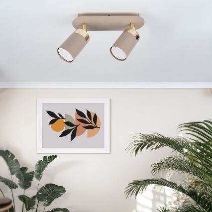 Brilagi - Strahler POKER 2xGU10/25W/230V beige/golden