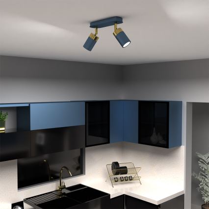 Brilagi - Strahler POKER 2xGU10/25W/230V blau/golden