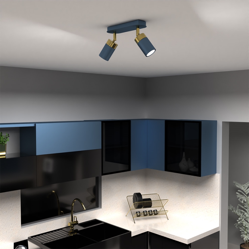 Brilagi - Strahler POKER 2xGU10/25W/230V blau/golden