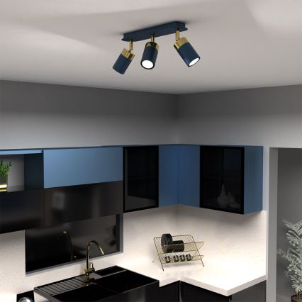 Brilagi - Strahler POKER 3xGU10/25W/230V blau/golden