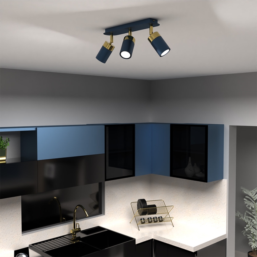 Brilagi - Strahler POKER 3xGU10/25W/230V blau/golden