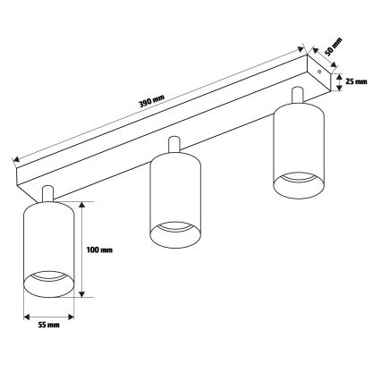 Brilagi - Strahler SELE 3xGU10/30W/230V weiß/Eichendekor