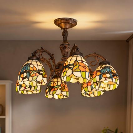 Brilagi - Tiffany-Buntglas-Aufbauleuchte JUNGLE 6xE27/60W/230V Ø 60 cm