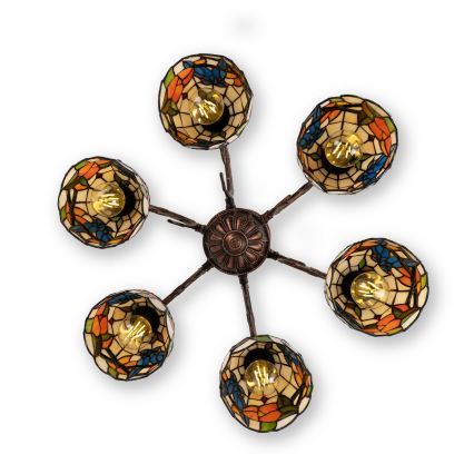 Brilagi - Tiffany-Buntglas-Aufbauleuchte JUNGLE 6xE27/60W/230V Ø 60 cm