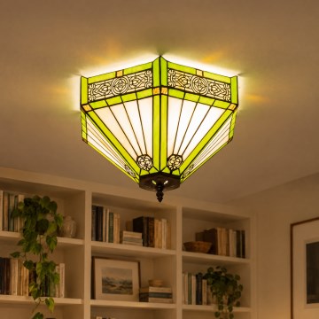 BRILAGI - Tiffany Buntglas-Deckenleuchte EMERALD 2xE27/60W/230V Ø 40 cm