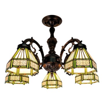 BRILAGI - Tiffany Buntglas-Deckenleuchte EMERALD 5xE27/60W/230V Ø 60 cm