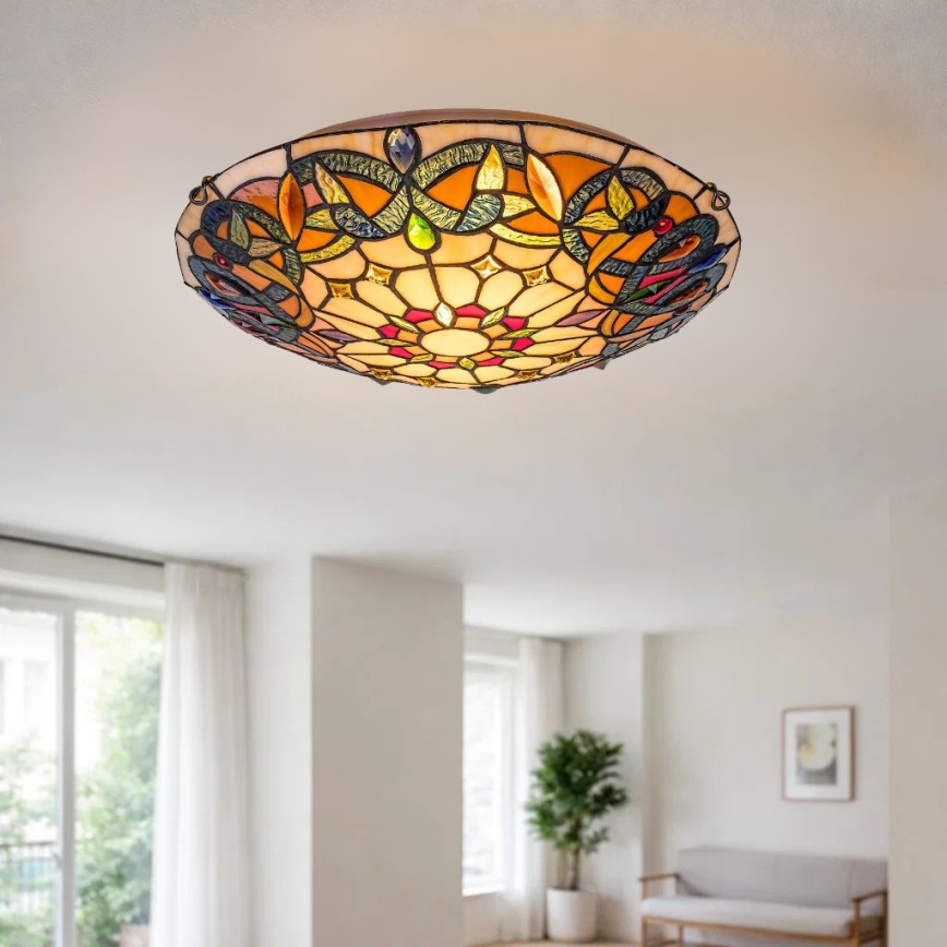Brilagi - Tiffany-Buntglas-Deckenleuchte LUISA 2xE27/60W/230V Ø 40 cm