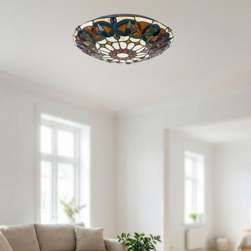 Brilagi - Tiffany-Buntglas-Deckenleuchte LUISA 2xE27/60W/230V Ø 40 cm