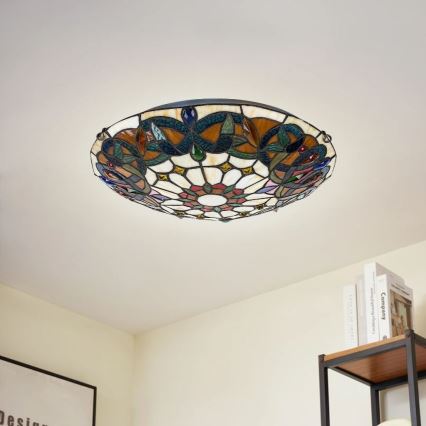 Brilagi - Tiffany-Buntglas-Deckenleuchte LUISA 2xE27/60W/230V Ø 40 cm
