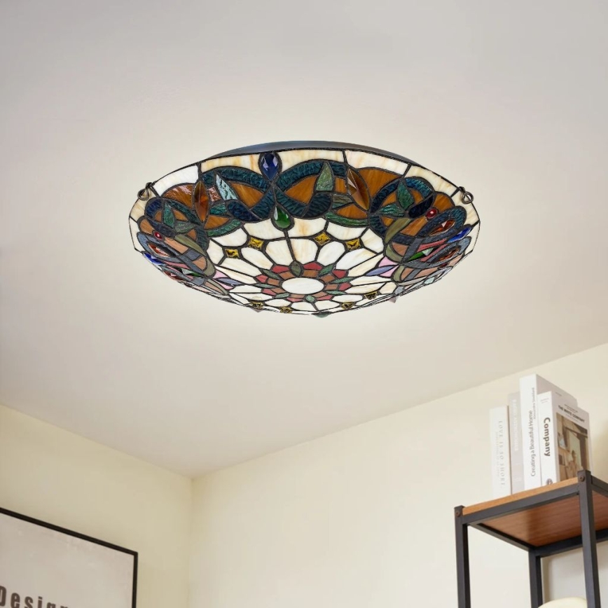 Brilagi - Tiffany-Buntglas-Deckenleuchte LUISA 2xE27/60W/230V Ø 40 cm