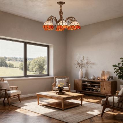 Brilagi - Tiffany-Buntglas-Deckenleuchte SIENNA 6xE27/60W/230V Ø 60 cm