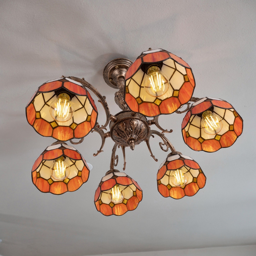 Brilagi - Tiffany-Buntglas-Deckenleuchte SIENNA 6xE27/60W/230V Ø 60 cm