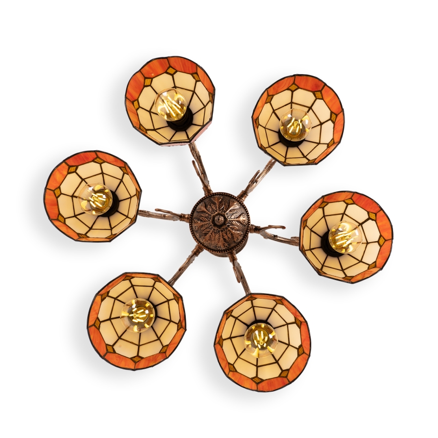 Brilagi - Tiffany-Buntglas-Deckenleuchte SIENNA 6xE27/60W/230V Ø 60 cm