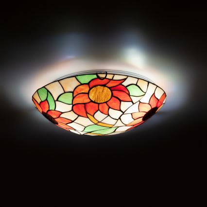 Brilagi - Tiffany-Buntglas-Deckenleuchte SUNFLOWER 2xE27/60W/230V Ø 40 cm