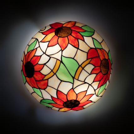 Brilagi - Tiffany-Buntglas-Deckenleuchte SUNFLOWER 2xE27/60W/230V Ø 40 cm