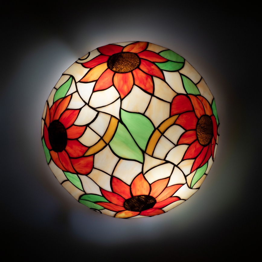 Brilagi - Tiffany-Buntglas-Deckenleuchte SUNFLOWER 2xE27/60W/230V Ø 40 cm