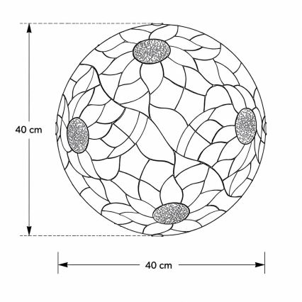 Brilagi - Tiffany-Buntglas-Deckenleuchte SUNFLOWER 2xE27/60W/230V Ø 40 cm