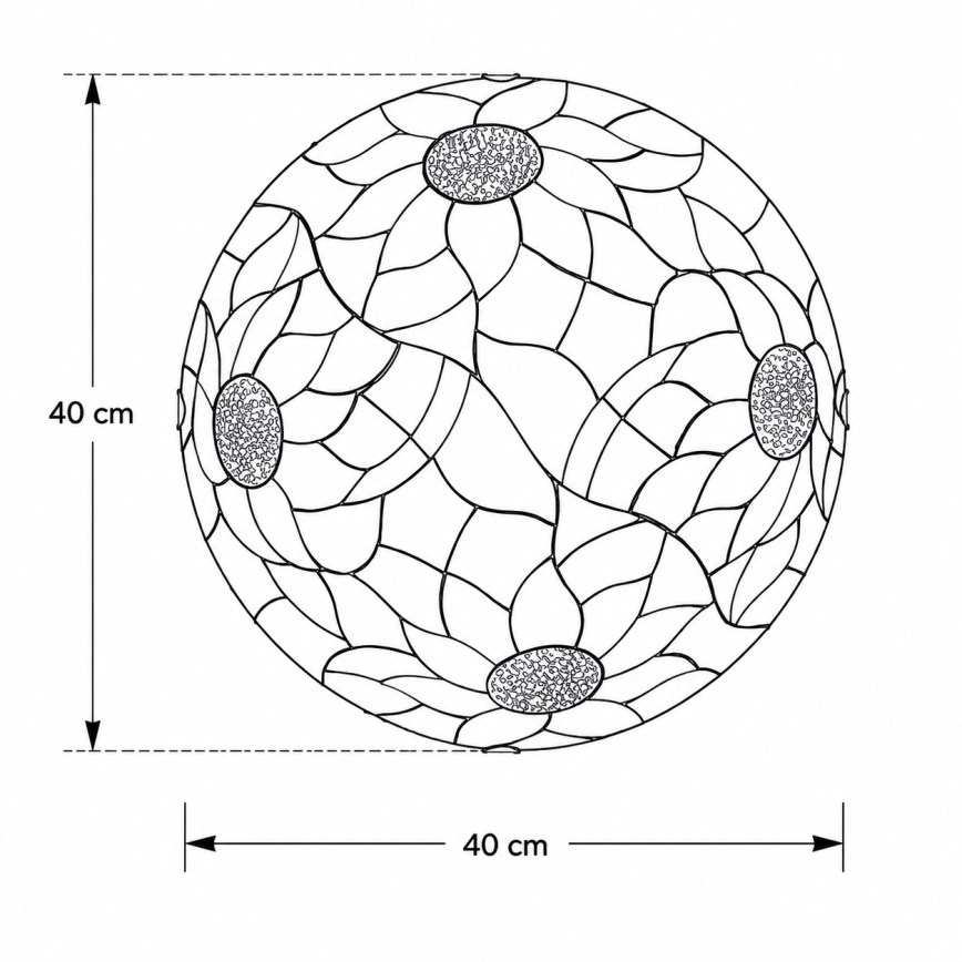 Brilagi - Tiffany-Buntglas-Deckenleuchte SUNFLOWER 2xE27/60W/230V Ø 40 cm