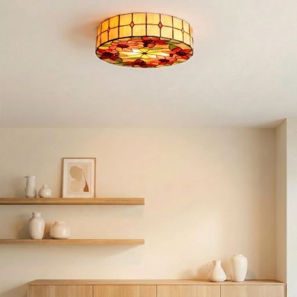 BRILAGI - Tiffany Buntglas-Deckenleuchte SUNFLOWER 2xE27/60W/230V Ø 40 cm