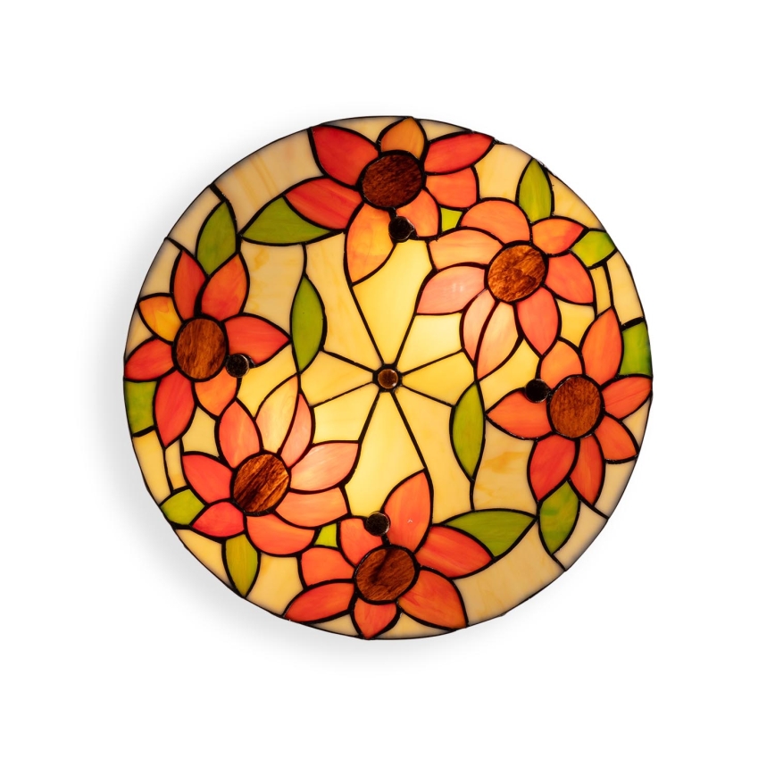 BRILAGI - Tiffany Buntglas-Deckenleuchte SUNFLOWER 2xE27/60W/230V Ø 40 cm
