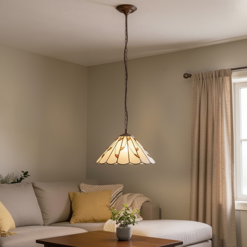 Brilagi - Tiffany-Buntglas-Hängeleuchte an Kette FOLIA 1xE27/60W/230V Ø 40 cm