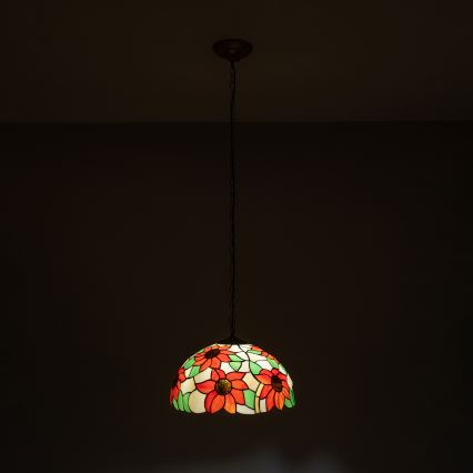 Brilagi - Tiffany-Buntglas-Hängeleuchte an Kette SUNFLOWER 1xE27/60W/230V Ø 40 cm