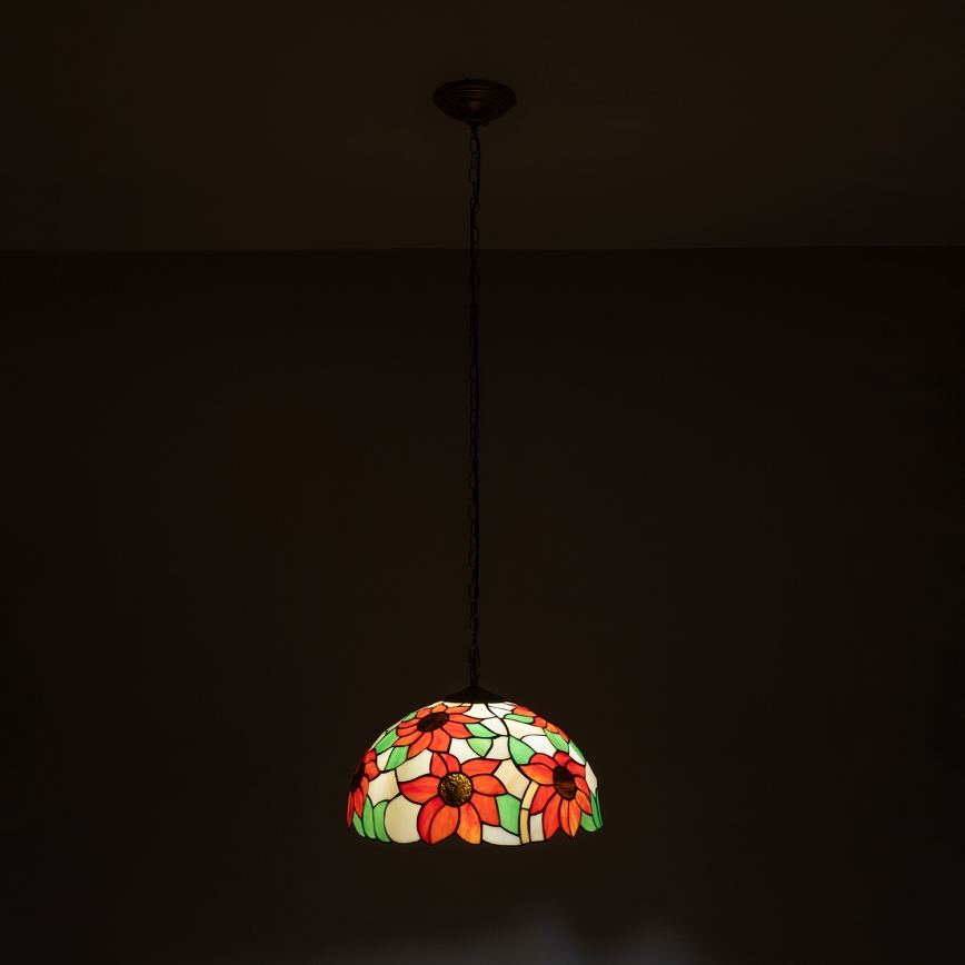 Brilagi - Tiffany-Buntglas-Hängeleuchte an Kette SUNFLOWER 1xE27/60W/230V Ø 40 cm