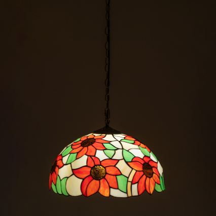 Brilagi - Tiffany-Buntglas-Hängeleuchte an Kette SUNFLOWER 1xE27/60W/230V Ø 40 cm