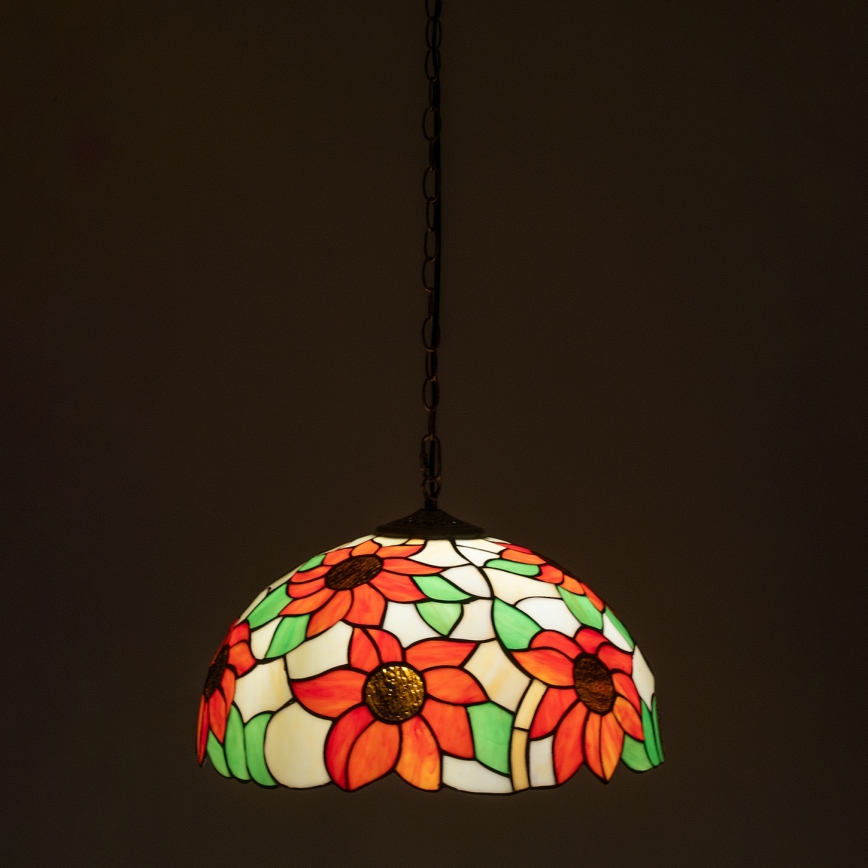 Brilagi - Tiffany-Buntglas-Hängeleuchte an Kette SUNFLOWER 1xE27/60W/230V Ø 40 cm