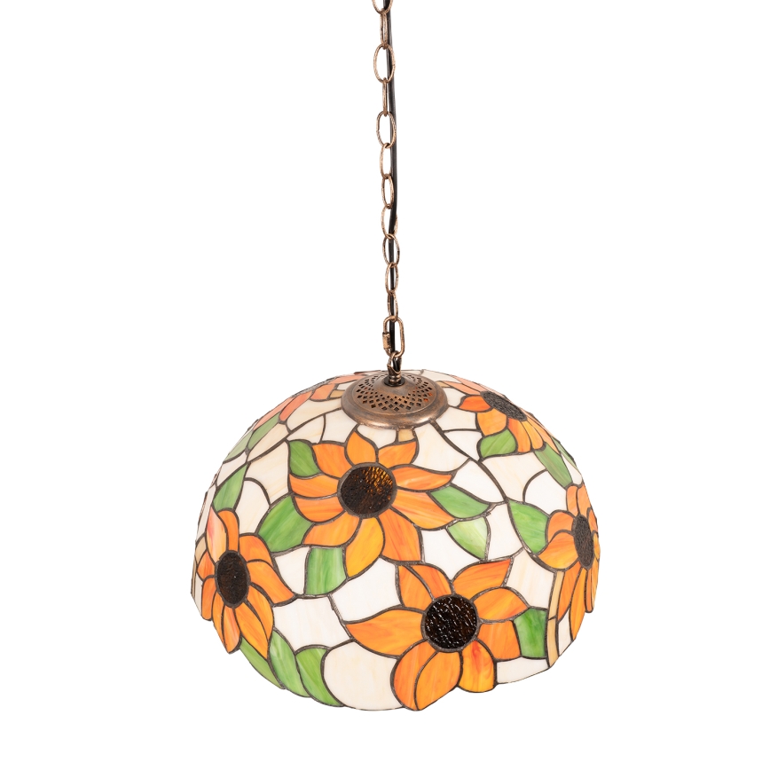 Brilagi - Tiffany-Buntglas-Hängeleuchte an Kette SUNFLOWER 1xE27/60W/230V Ø 40 cm